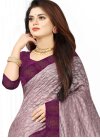 Pink and Purple Lace Work Trendy Classic Saree - 1