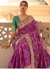 Green and Purple Woven Work Trendy Classic Saree - 1
