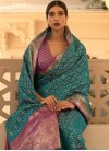 Handloom Silk Fuchsia and Teal Traditional Designer Saree For Ceremonial - 1