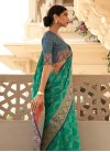 Sea Green and Teal Handloom Silk Designer Traditional Saree - 1