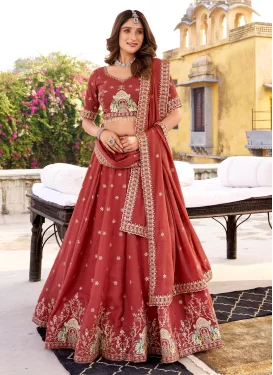 Crush Trendy Lehenga Choli with Embroidered Work in Orange
