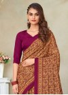 Brown and Purple Crepe Silk Trendy Saree For Ceremonial - 1