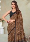 Black and Brown Crepe Silk Traditional Saree For Ceremonial - 1