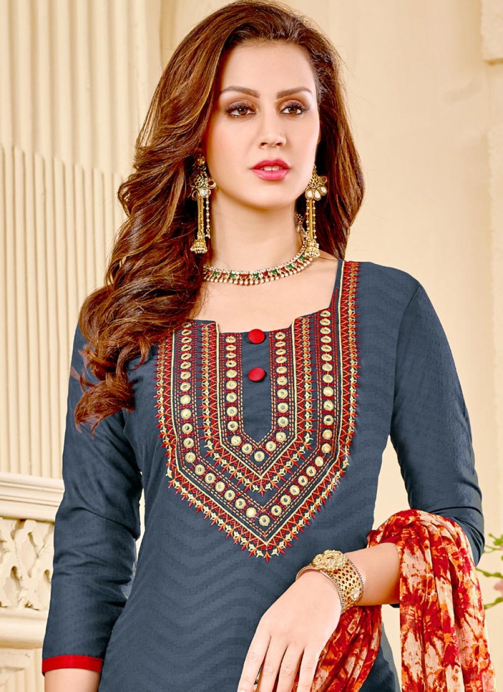 Innovative Cotton Pant Style Straight Salwar Kameez