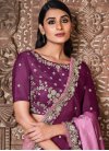 Pink and Purple Net Half N Half Trendy Saree For Party - 1