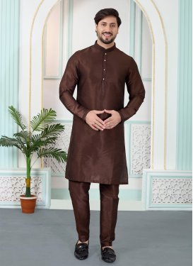 Coffee Brown Art Silk Kurta Pajama with Resham Work for Ceremonial