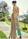 Graceful Beige and Sea Green  Cotton  Palazzo Style Pakistani Salwar Suit - 1