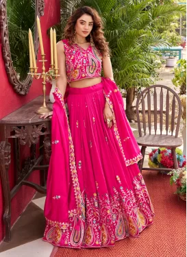 Embroidered Work Vichitra Silk Readymade Lehenga Choli in Rose Pink for Women
