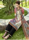 Cotton  Black and Cream Digital Print Work Palazzo Style Pakistani Salwar Suit - 2
