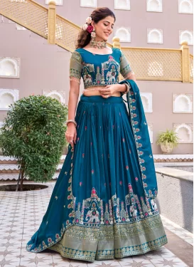 Vichitra Silk Readymade Lehenga Choli with Embroidered Work in Teal