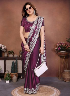 Rangoli Silk Trendy Saree with Embroidered Work in Purple