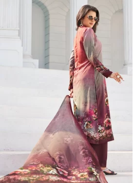 Multi Colour Crepe Silk Digital Print Work Straight Suit for Women