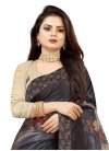 Digital Print Work Beige and Navy Blue Traditional Saree - 1