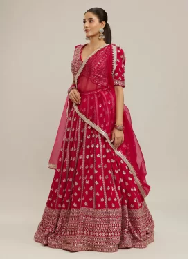 Embroidered Work Georgette Designer Lehenga Choli in Rose Pink for Women