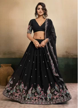 Georgette Trendy Lehenga Choli in Black with Embroidered Work for Party