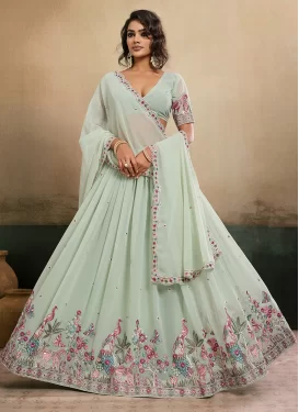 Embroidered Work Trendy Lehenga Choli For Festival in Sea Green