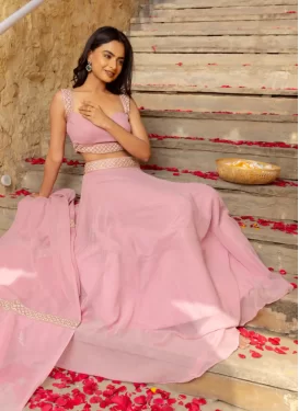 Resham Work Georgette Designer Lehenga Choli in Pink for Festival