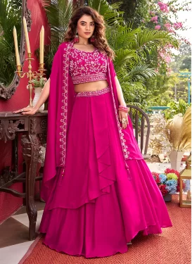 Vichitra Silk Embroidered Work Readymade Lehenga Choli in Rose Pink