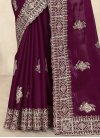 Embroidered Work Satin Silk Designer Contemporary Style Saree - 3