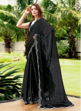 Art Silk Classic Saree with Swarovski Work in Black