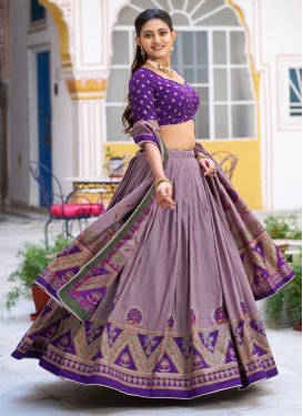 Lavender and Purple Tussar Silk Digital Print Work Trendy Lehenga Choli for Women
