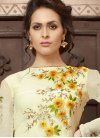 Beauteous Embroidered Work Cream and Yellow Trendy Salwar Kameez - 2