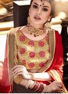 Modest Embroidered Work Brown and Red Half N Half Trendy Saree - 2