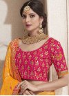 Orange and Rose Pink Lace Work Trendy Classic Saree - 2