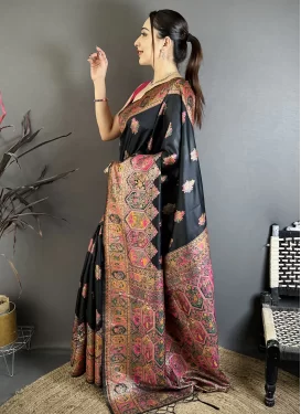 Paithani Silk Traditional Saree in Black with Woven Work for Ceremonial