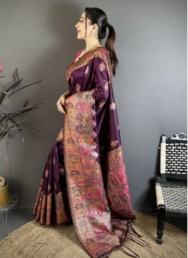 Paithani Silk Trendy Saree with Woven Work for Ceremonial in Purple