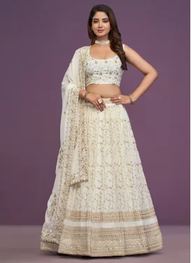 Georgette Trendy Lehenga Choli with Embroidered Work in Off White