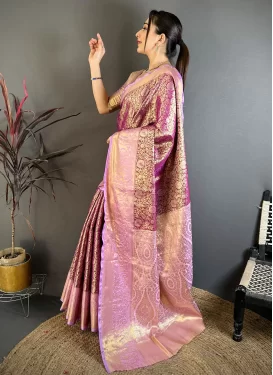 Woven Work Kanjivaram Silk Traditional Saree in Purple and Violet for Women