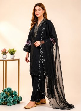 Embroidered Work Readymade Salwar Suit For Festival in Black