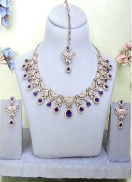 Silver Rodium Polish Necklace Set For Party