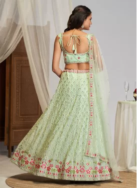 Georgette Designer Lehenga Choli in Sea Green with Embroidered Work for Women