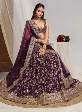 Purple Georgette Embroidered Work Designer Lehenga Choli for Women