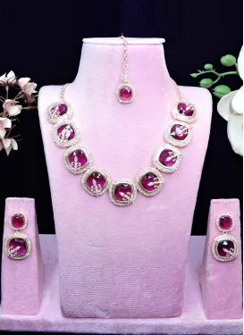 Purple and White Gold Rodium Polish Necklace Set