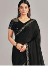 Embroidered Work Satin Silk Contemporary Style Saree For Ceremonial - 1