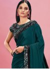 Embroidered Work Satin Georgette Contemporary Style Saree - 1