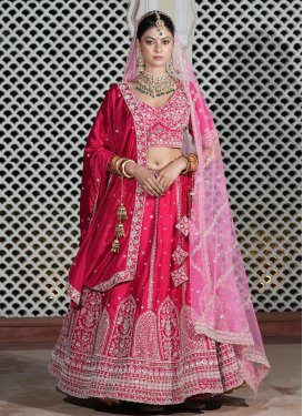 Silk Designer Lehenga Choli with Cutdana Work for Festival in Rose Pink