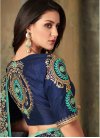 Grey and Navy Blue Embroidered Work Contemporary Style Saree - 2