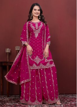 Embroidered Work Fendi Silk Palazzo Suit in Rose Pink for Women