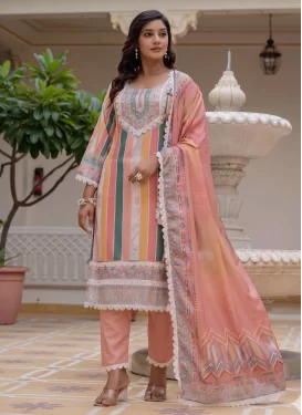Digital Print Work Rayon Readymade Salwar Suit in Multi Colour for Women