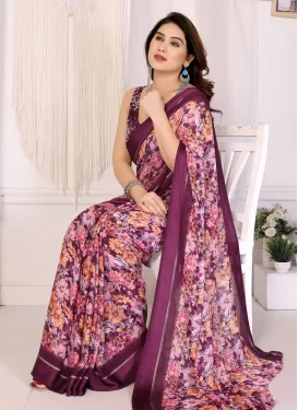 Chiffon Classic Saree with Digital Print Work in Multi Colour for Casual