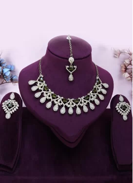Alloy Stone Work Gold Rodium Polish Necklace Set
