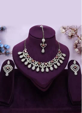 Salmon and White Gold Rodium Polish Necklace Set
