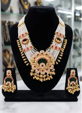 Alloy Beads Work Gold Rodium Polish Necklace Set
