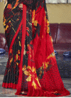 Black and Red Satin Silk Designer Contemporary Style Saree - 2