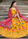 Hot Pink and Yellow  Silk Designer Lehenga Choli - 2