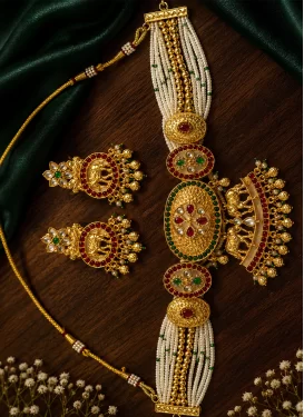 Multi Colour Gold Rodium Polish Necklace Set For Party